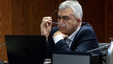 El ex secretario de Organizaci&oacute;n del PSOE Santos Cerd&aacute;n durante la Comisi&oacute;n de Investigaci&oacute;n del &lsquo;caso Koldo&rsquo;