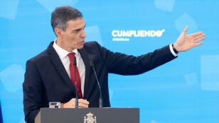 Pedro S&aacute;nchez durante una rueda de prensa