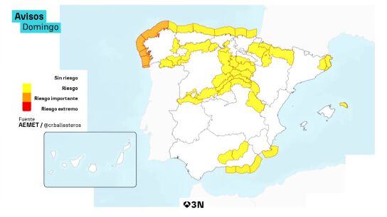 La llegada del invierno trae fuerte oleaje, lluvias y nevadas con avisos en gran parte de Espa&ntilde;a