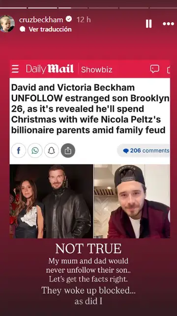 Cruz Beckham desmiente que sus padres hayan bloqueado a su hermano Brooklyn en Instagram Cruz Beckham desmiente que sus padres hayan bloqueado a su hermano Brooklyn en Instagram