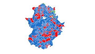 Mapa de resultados en Extremadura
