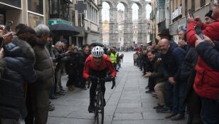 El exciclista profesinal Pedro Delgado durante su participaci&oacute;n en la 90 edici&oacute;n de la Carrera del Pavo