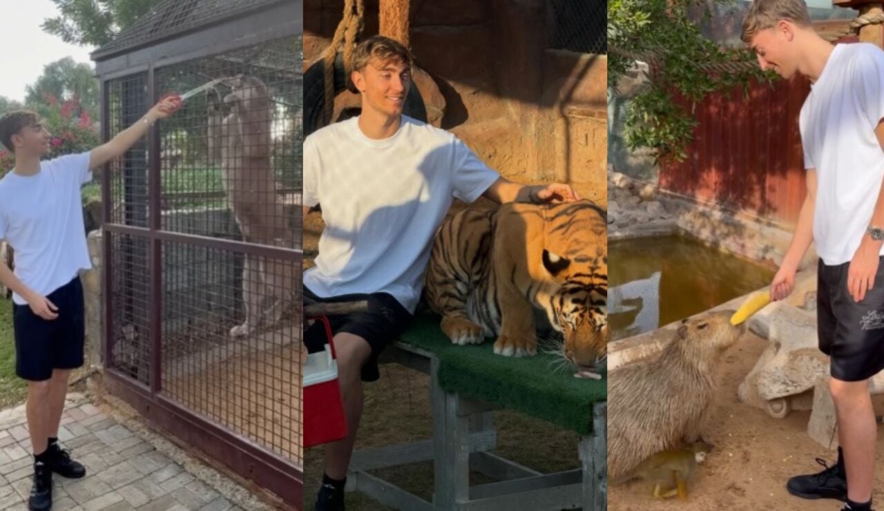 Dean Huijse, en un zool&oacute;gico privado de Dub&aacute;i