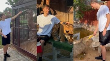 Dean Huijse, en un zool&oacute;gico privado de Dub&aacute;i