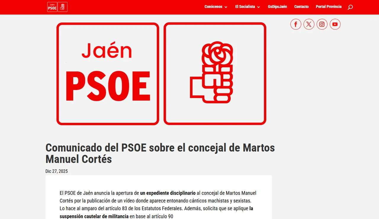 Comunicado PSOE Jaén