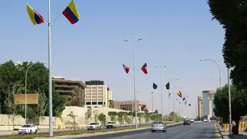 Imagen de archivo de una avenida en la capital saudí, Riad. Imagen de archivo de una avenida en la capital saudí, Riad.