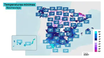 Temperaturas mínimas en la Nochevieja de 2025 Temperaturas mínimas en la Nochevieja de 2025