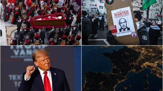 Funeral del papa, manifestaci&oacute;n contra Netanyahu, celebraci&oacute;n de Trump e imagen a&eacute;rea del apag&oacute;n