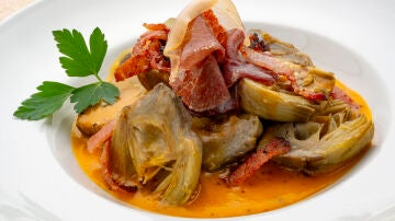 Alcachofas a la carbonara
