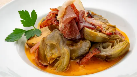 Alcachofas a la carbonara Alcachofas a la carbonara