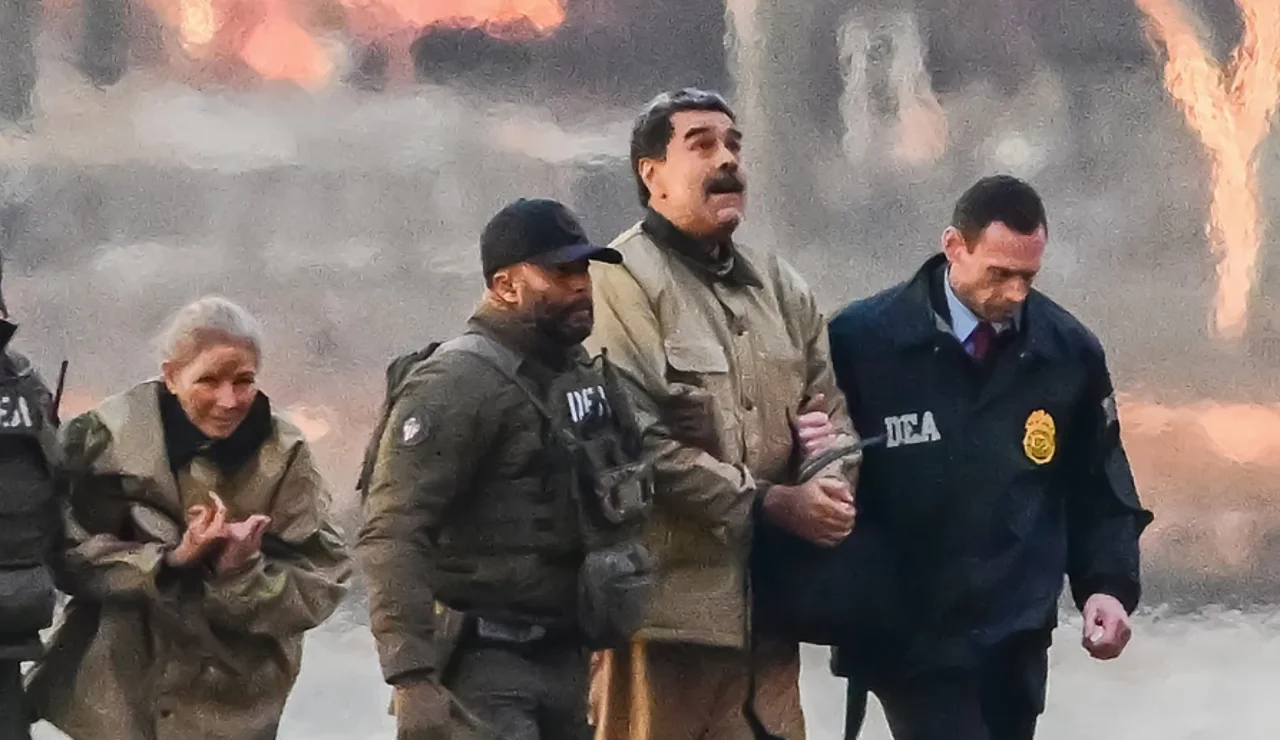 Nicolás Maduro esposado por agentes de la DEA