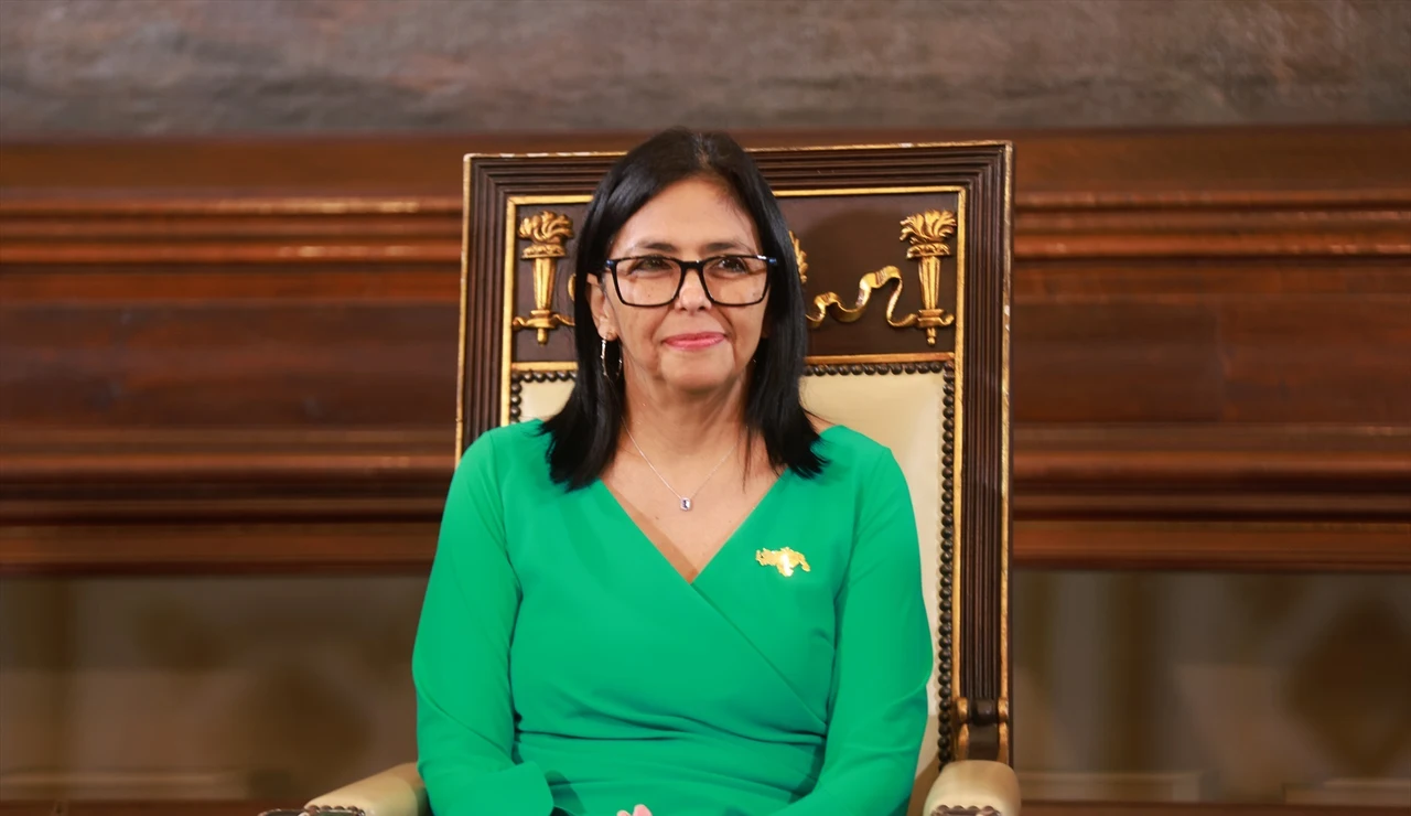 Delcy Rodríguez, durante el acto dee su toma de posesión como presidenta de Venezuela.