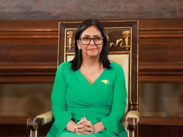 Delcy Rodr&iacute;guez, durante el acto dee su toma de posesi&oacute;n como presidenta de Venezuela.