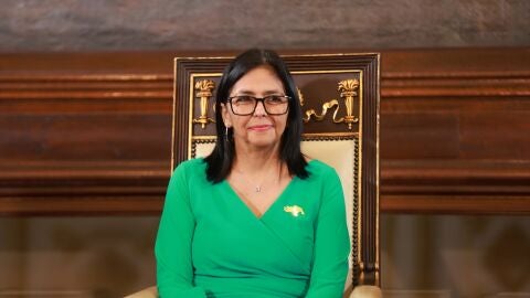 Delcy Rodr&iacute;guez, durante el acto dee su toma de posesi&oacute;n como presidenta de Venezuela.