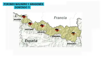 Imagen de la situación en el Pirineo navarro y aragonés. Imagen de la situación en el Pirineo navarro y aragonés.