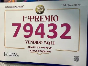 Imagen del número premiado en el Sorteo de Navidad de la Lotería, repartido entre los vecinos de Villamanín (León). Imagen del número premiado en el Sorteo de Navidad de la Lotería, repartido entre los vecinos de Villamanín (León).