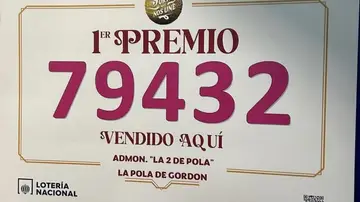 Imagen del número premiado en el Sorteo de Navidad de la Lotería, repartido entre los vecinos de Villamanín (León). Imagen del número premiado en el Sorteo de Navidad de la Lotería, repartido entre los vecinos de Villamanín (León).