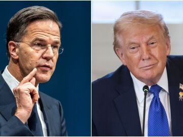 A la izquierda, el secretario de la OTAN, Mark Rutte, a la derecha, el presidente de EEUU, Donald Trump