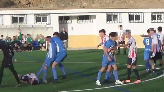 Im&aacute;genes de la trifulca en un partido de f&uacute;tbol en Granada