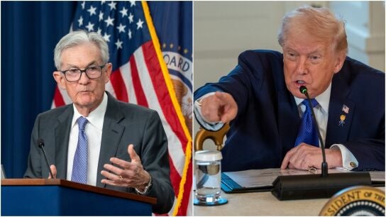 El presidente de la FED, Jerome Powell y el presidente de Estados Unidos, Donald Trump.