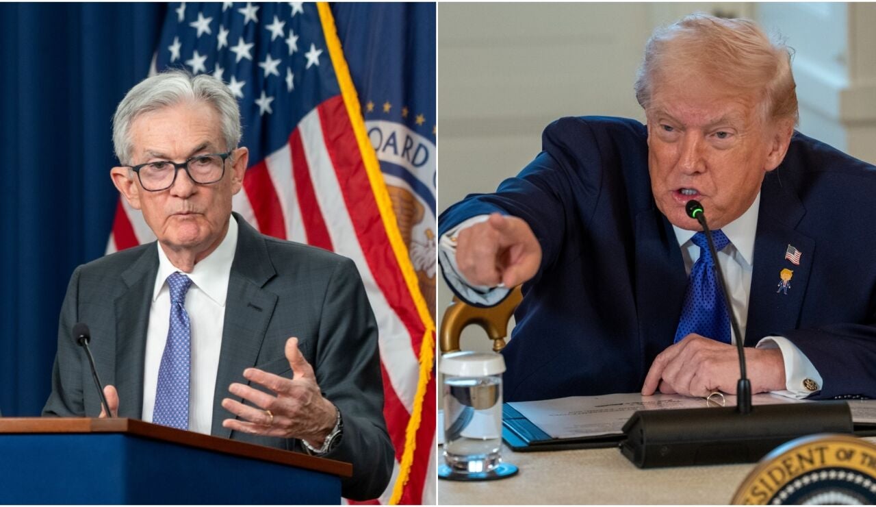 El presidente de la FED, Jerome Powell y el presidente de Estados Unidos, Donald Trump.