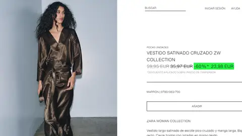 Vestido satinado cruzado en marrón chocolate Vestido satinado cruzado en marrón chocolate