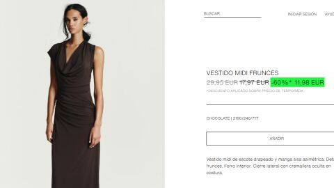 Vestido midi con frunces