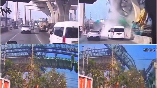 Imagen del colapso de un puente en Tailandia