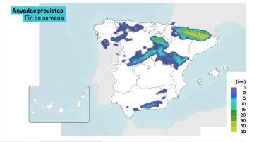 Imagen de las nevadas previstas para este fin de semana.