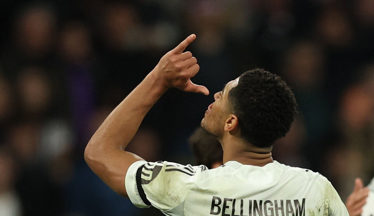 Bellingham celebra su gol al M&oacute;naco