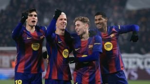 Dani Olmo celebra su golazo al Slavia de Praga 