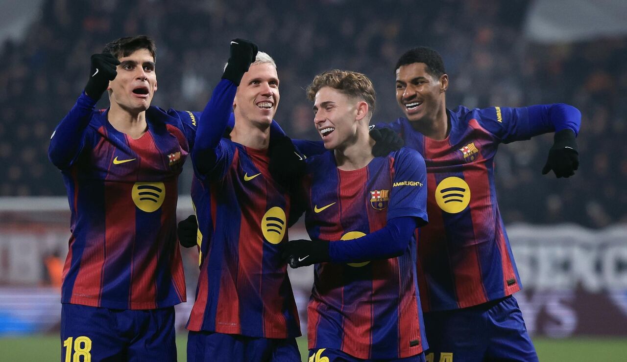 Dani Olmo celebra su golazo al Slavia de Praga 