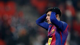 Pedri, en el partido ante el Slavia de Praga