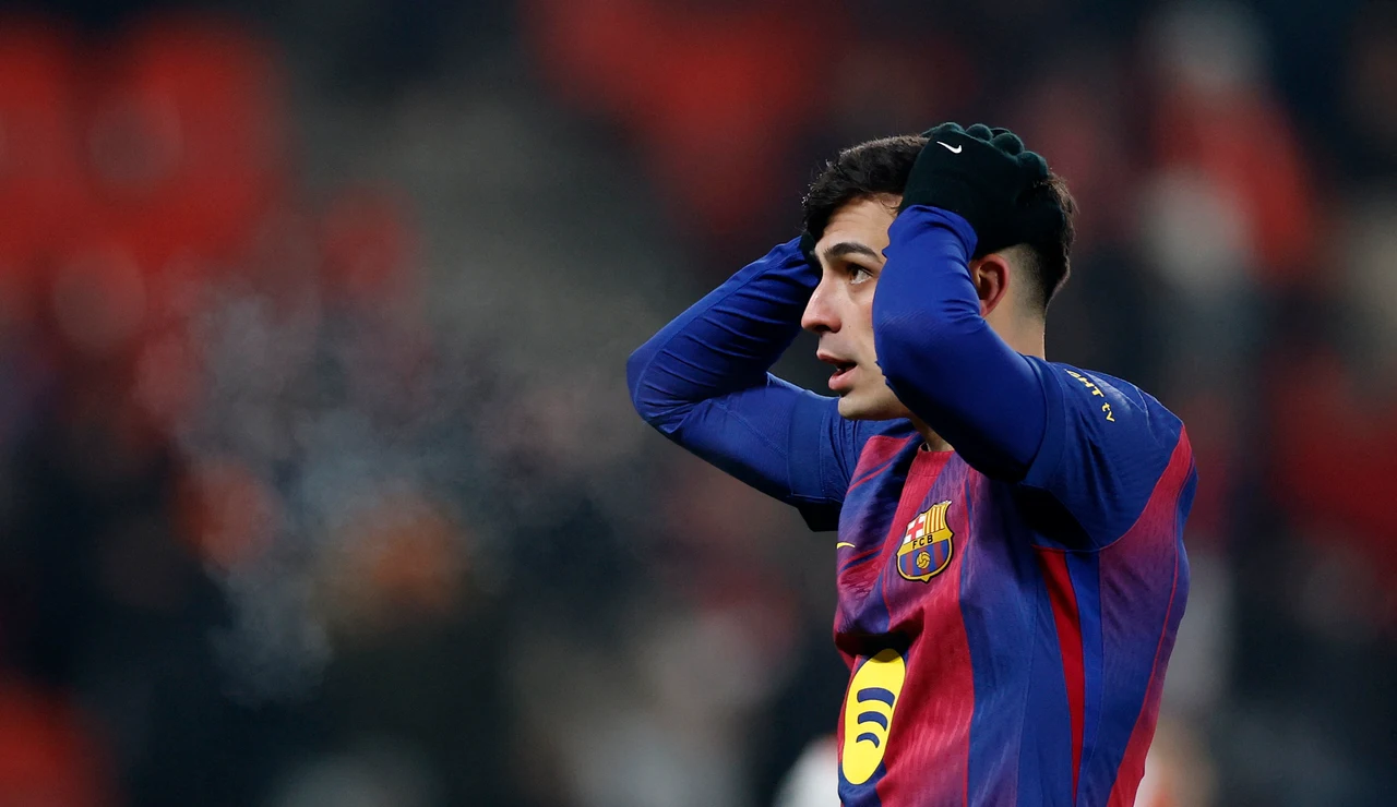 Pedri, en el partido ante el Slavia de Praga