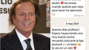 Julio Iglesias, junto a los mensajes de WhatsApp publicados por el cantante