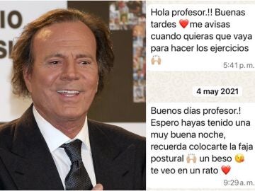 Julio Iglesias, junto a los mensajes de WhatsApp publicados por el cantante