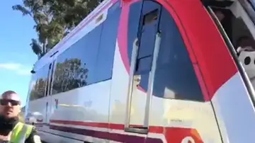 Imagen del tren de vía estrecha siniestrado cerca de Cartagena Imagen del tren de vía estrecha siniestrado cerca de Cartagena