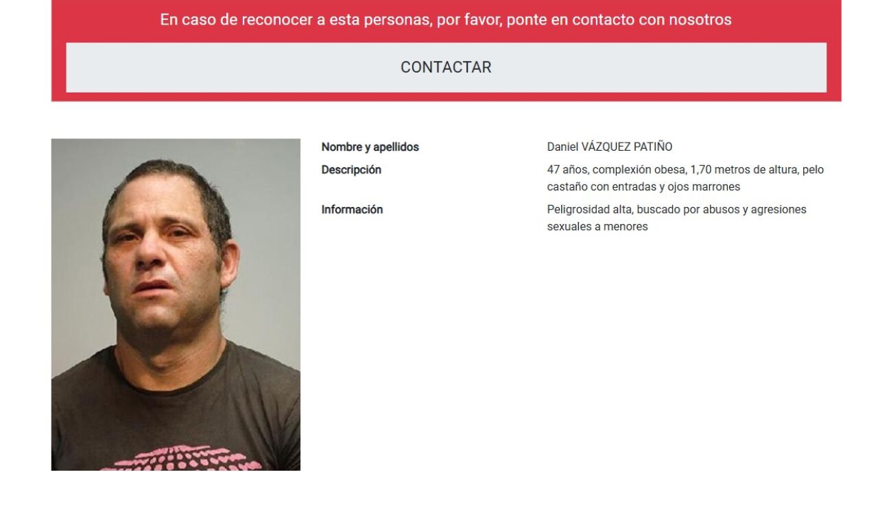 Atrapan a Daniel V&aacute;zquez Pati&ntilde;o, uno de los pederastas m&aacute;s buscados de Espa&ntilde;a
