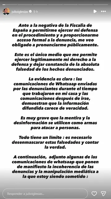 Julio Iglesias habla de su procedimiento judicial Julio Iglesias habla de su procedimiento judicial