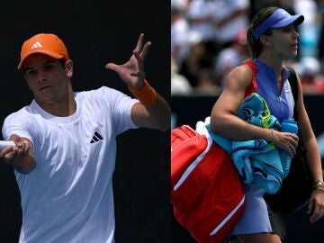 Rafa J&oacute;dar y Paula Badosa, en el Open de Australia 2026