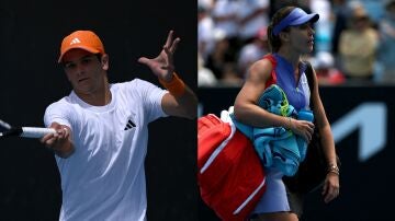 Rafa J&oacute;dar y Paula Badosa, en el Open de Australia 2026