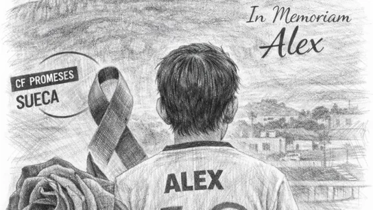 Ilustración con la imagen de espaldas de Àlex difundida por su equipo de fútbol en redes Ilustración con la imagen de espaldas de Àlex difundida por su equipo de fútbol en redes