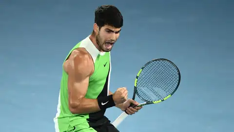 Alcaraz en el partido ante De Miñaur en Melbourne Alcaraz en el partido ante De Miñaur en Melbourne