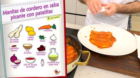 Ingredientes Manitas de cordero en salsa picante con patatitas