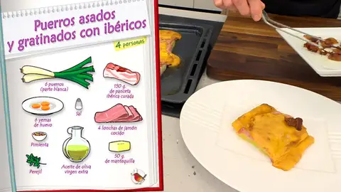Ingredientes Puerros asados y gratinados con ibéricos Ingredientes Puerros asados y gratinados con ibéricos