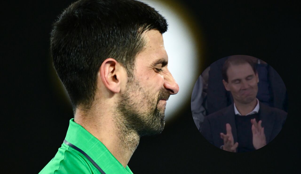 Djokovic habl&oacute; con Nadal durante la final del Open de Australia ante Alcaraz