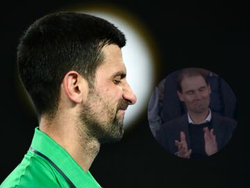 Djokovic habl&oacute; con Nadal durante la final del Open de Australia ante Alcaraz