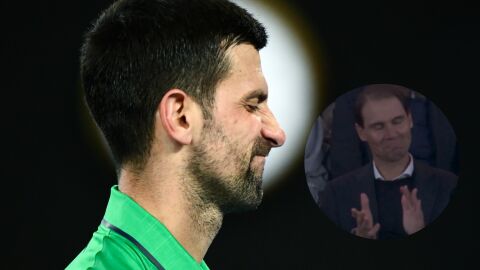 Djokovic habl&oacute; con Nadal durante la final del Open de Australia ante Alcaraz
