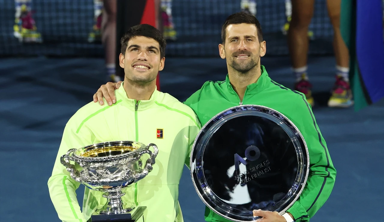 Alcaraz y Djokovic, tras la final del Open de Australia 2026