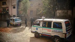 Imagen de archivo de ambulancias en Katmandú, capital de Nepal Imagen de archivo de ambulancias en Katmandú, capital de Nepal